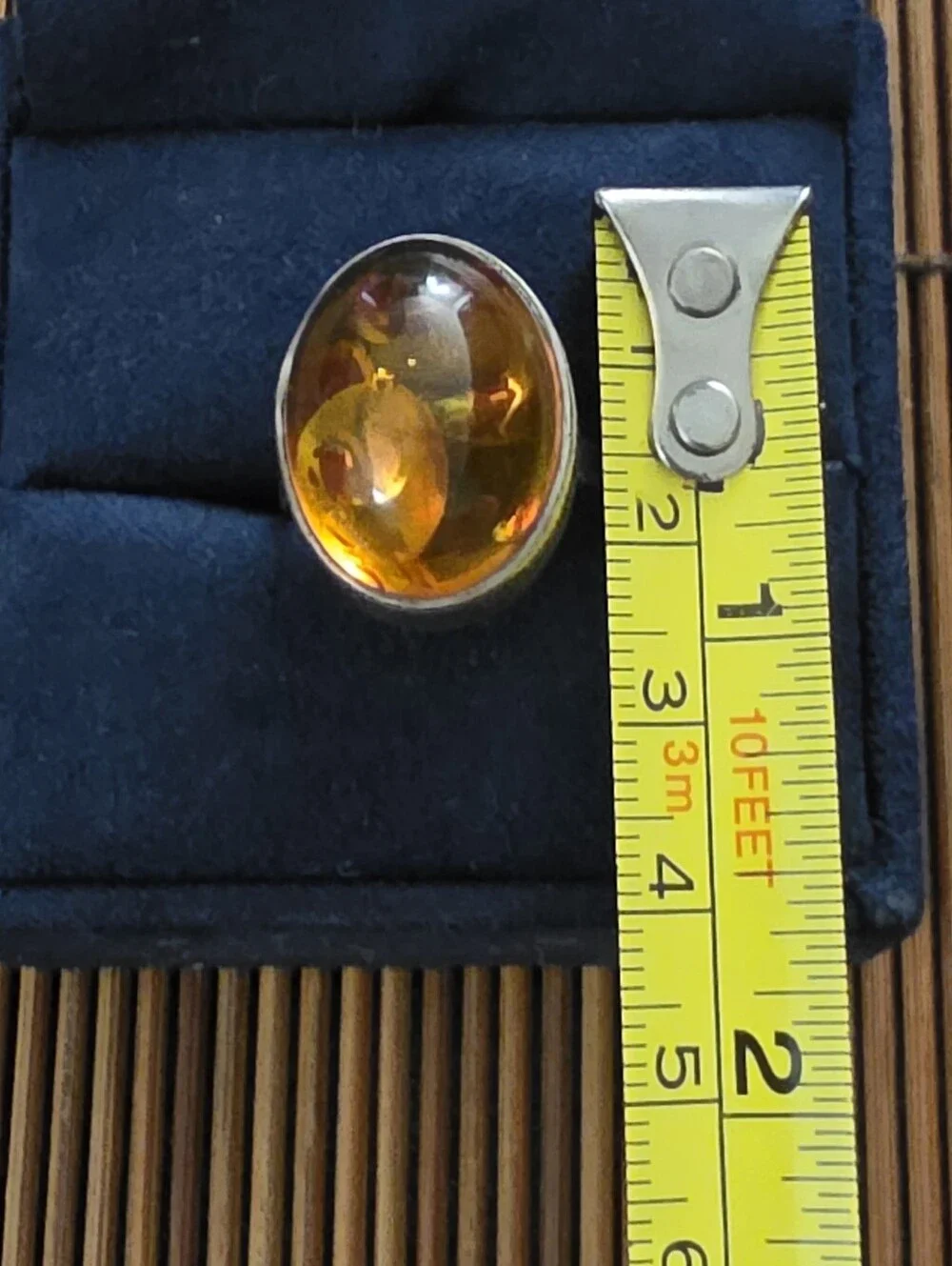 Sterling Silver Amber Ring (Vintage)